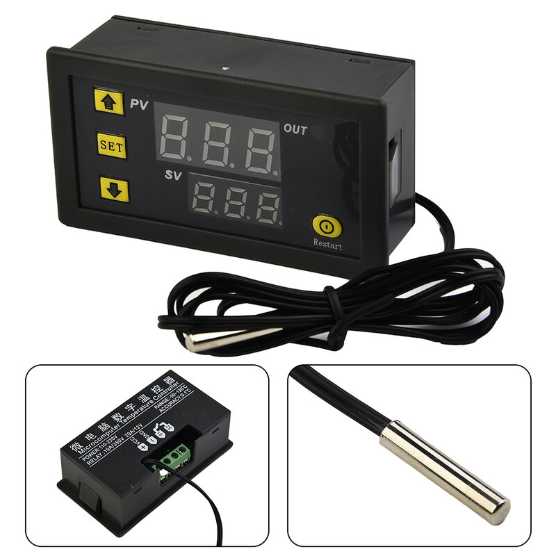 Controlador de temperatura de 120 grados Celsius, Control de precisión de temperatura de-55-0,1 grados Celsius, 12V / 24V/110V-220V, 1 unidad
