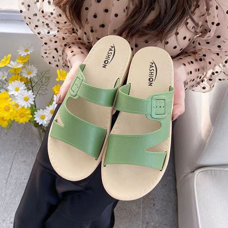 Zapatillas de verano de suela plana antideslizantes para mujer, sandalias de playa al aire libre, suela suave, 2024
