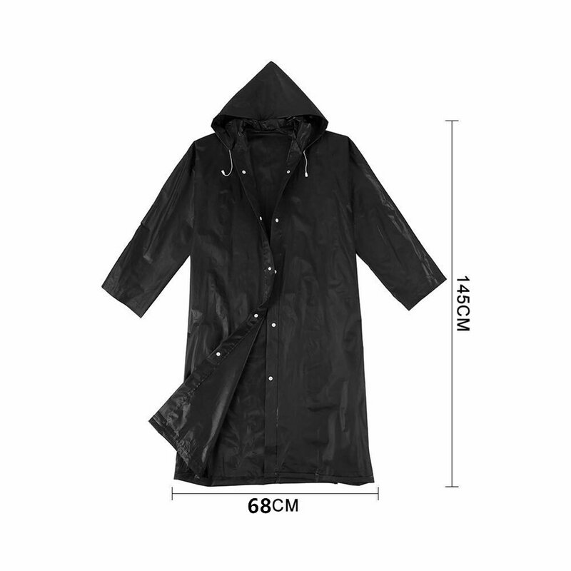 EVA 유니섹스 비옷 남녀 공용, 2022 고품질, 145x68CM, 두꺼운 방수 비옷, 여성 및 남성 블랙 캠핑, 방수 레인웨어