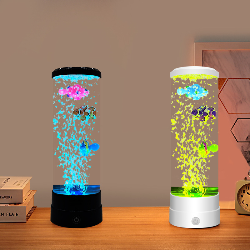 Luz Led simulada de peces de burbujas grandes, luz nocturna Usb para tanque de Acuario, escritorio del hogar, dormitorio, sala de estar