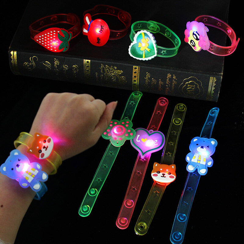 Children Novelty Wrist Strap Band Watch Toy With Luminous LED Lights Watch Kid Cartoon Christmas Halloween Birthday Party Gifts