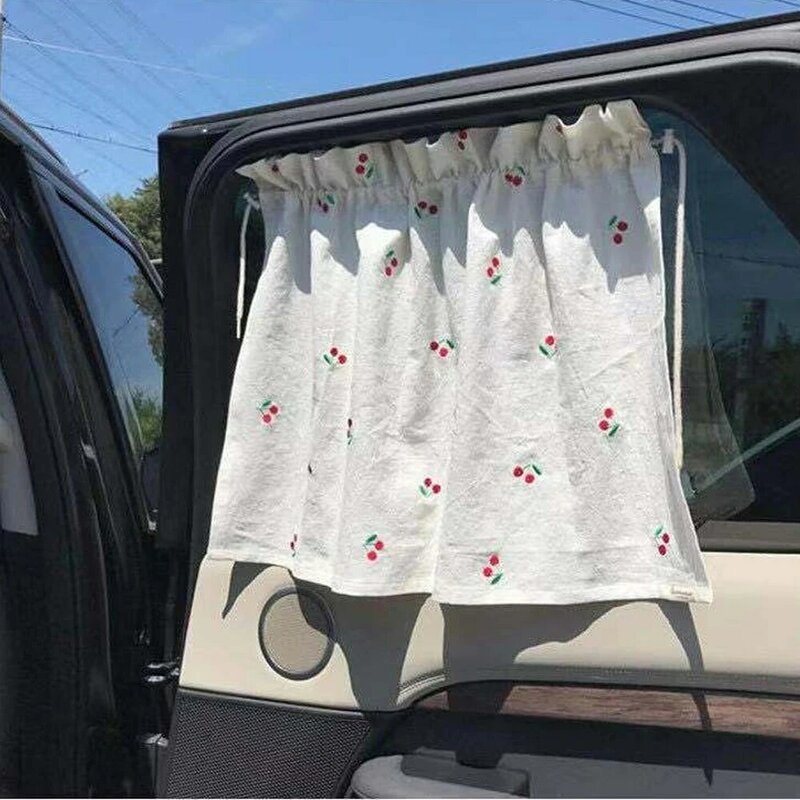 Ins Style Kawaii Baby Car Curtain Embroidered Children Sun Protection Sunshade Window Curtain UV Protection For Kid
