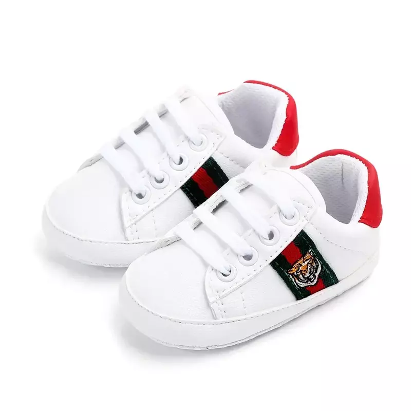 Sapatos de caminhada esportiva com solas macias, sapatos infantis PU, bebê de 0 a 1 ano de idade