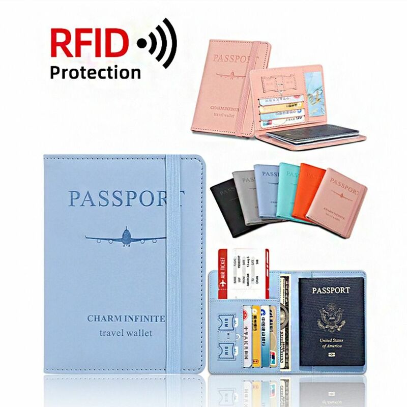 PUレザーパスポートホルダー,収納バッグ,旅行財布,保護カバー,パスポートパッケージ,rfid