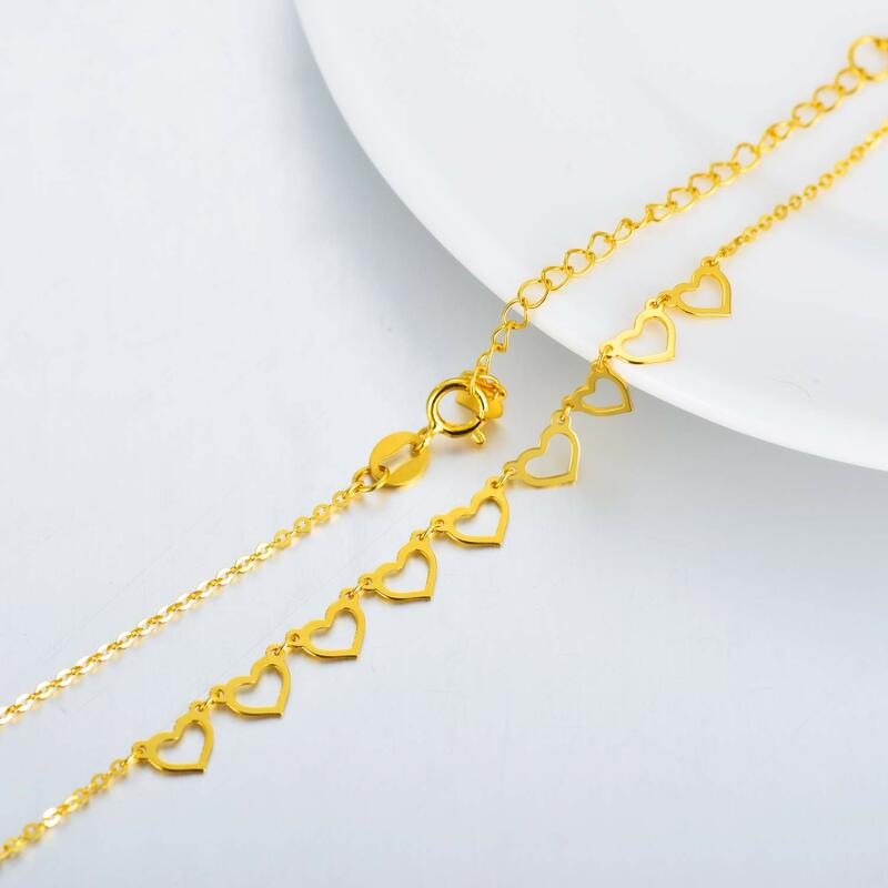 YFN Kalung Staton Hati Emas 18K untuk Wanita Rantai Emas Asli dan Hadiah Perhiasan Cinta untuk Hadiah Istri Untuknya