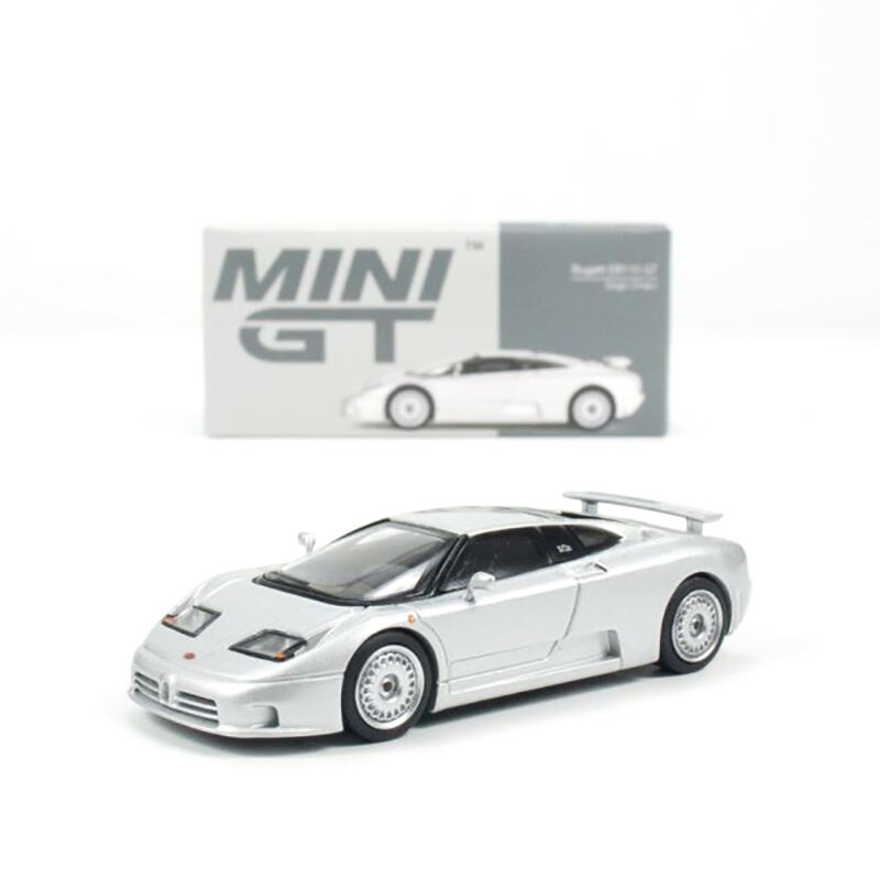 MINIGT-Diecast modelo automotivo, Bugatti EB110 GT, Grigio Chiaro, MGT00704-CH, brinquedos de carro, ornamentos, presente, 1:64