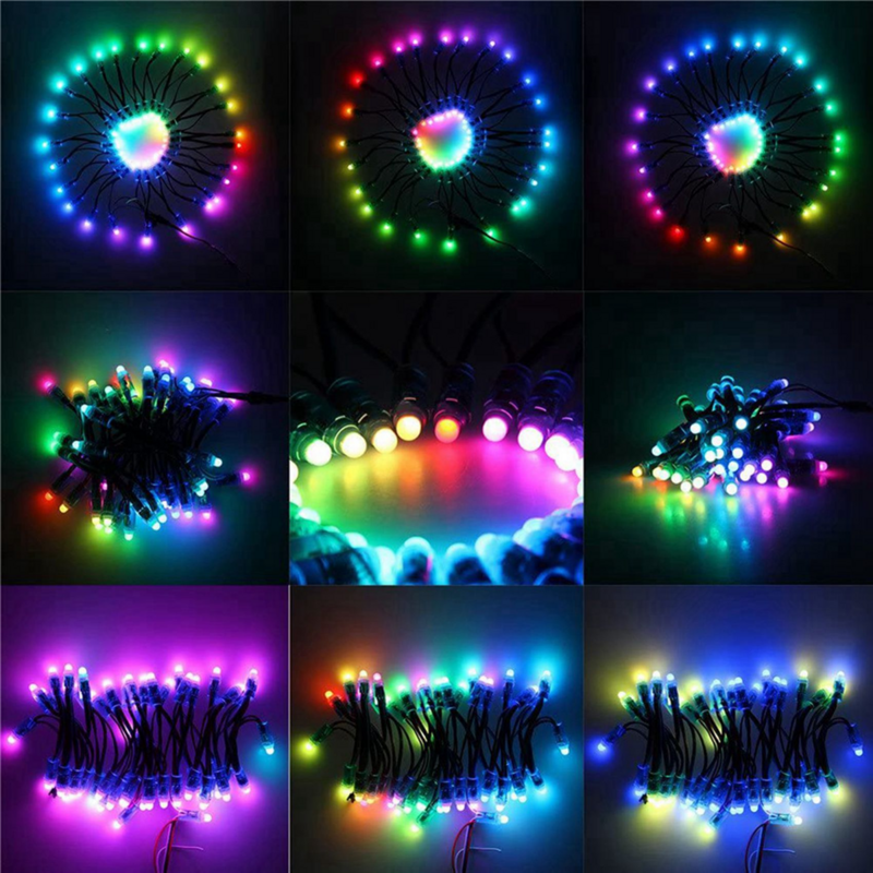 RGB LED 픽셀 조명, 개별 주소 지정 가능, 확산 디지털 풀 컬러 픽셀 모듈 조명, WS2811, DC12V, 12mm, 100 개