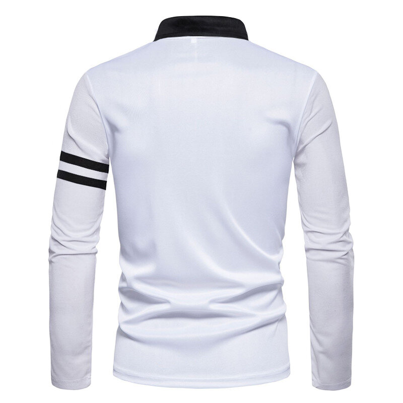 Новинка 2024, мужская рубашка-поло с длинным рукавом, Модный повседневный Приталенный топ