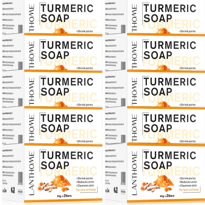 Turmeric Whitening Soap Bar 2x65g Brighten Deep Cleaning For Dark Spots Fades Scars Even Skin Tone Hand Make Smooth Skin
