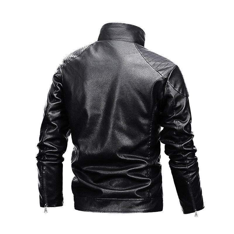 Мужское пальто, ветрозащитная Мужская модная мотоциклетная куртка из искусственной кожи, верхняя одежда с плюшевой подкладкой, зимняя мужская кожаная куртка