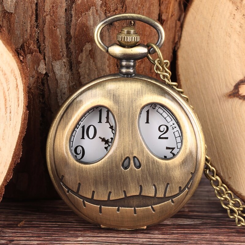 Reloj de bolsillo de cuarzo con diseño de ojos grandes para hombre y mujer, cronógrafo exquisito de bronce Vintage, regalo a la moda, novedad