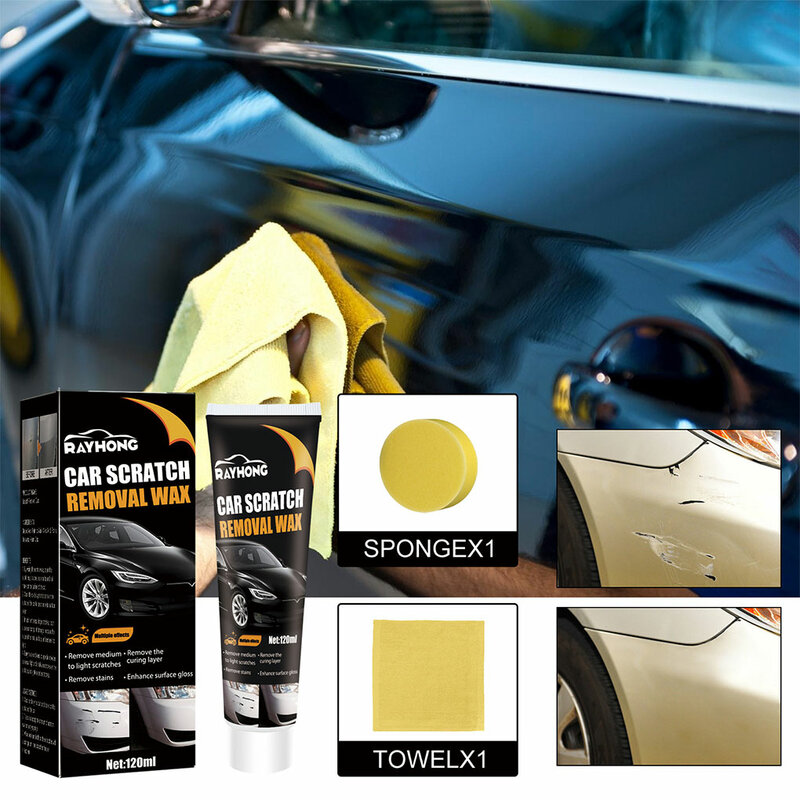 Removedor de arañazos de coche, brillo y belleza para la pintura del coche, 1 polvo limpio y seco y restos en