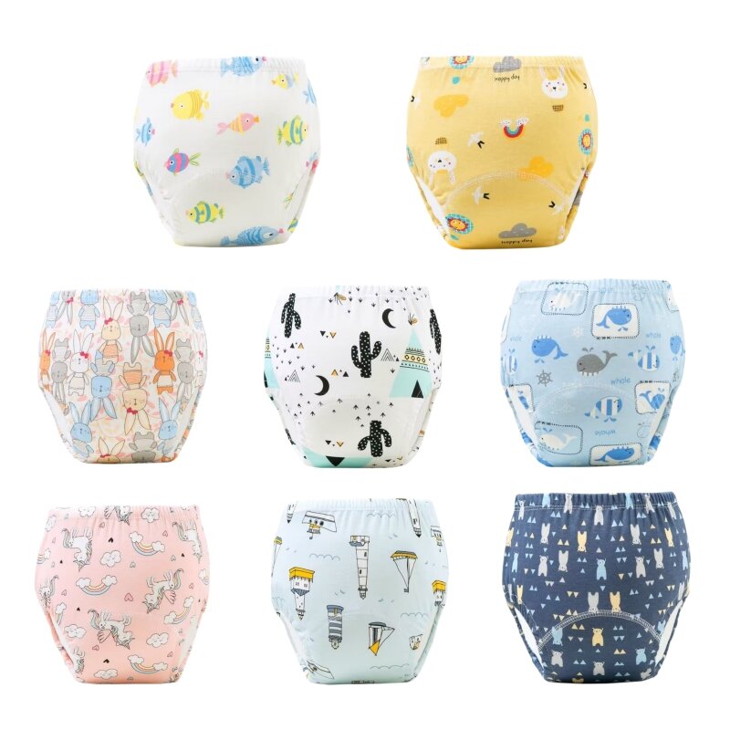 8PC Waterproof Reusable Cotton Baby Training Pants Infant Shorts Underwear Cloth Baby Diaper Nappies Panties Nappy Changing
