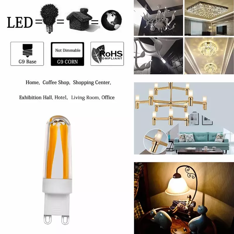 G9 LED Lamp 220V 110V Bulb 2W 4W Filament COB super bright Chandelier light Replace 20W 30W Halogen free shipping