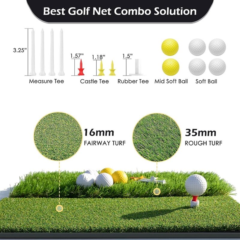 RapDuty Golf Practice Net, Polymères de golf, Cible Grill, 8 Tees, 6 Ik, Sac de transport, 10x7ft