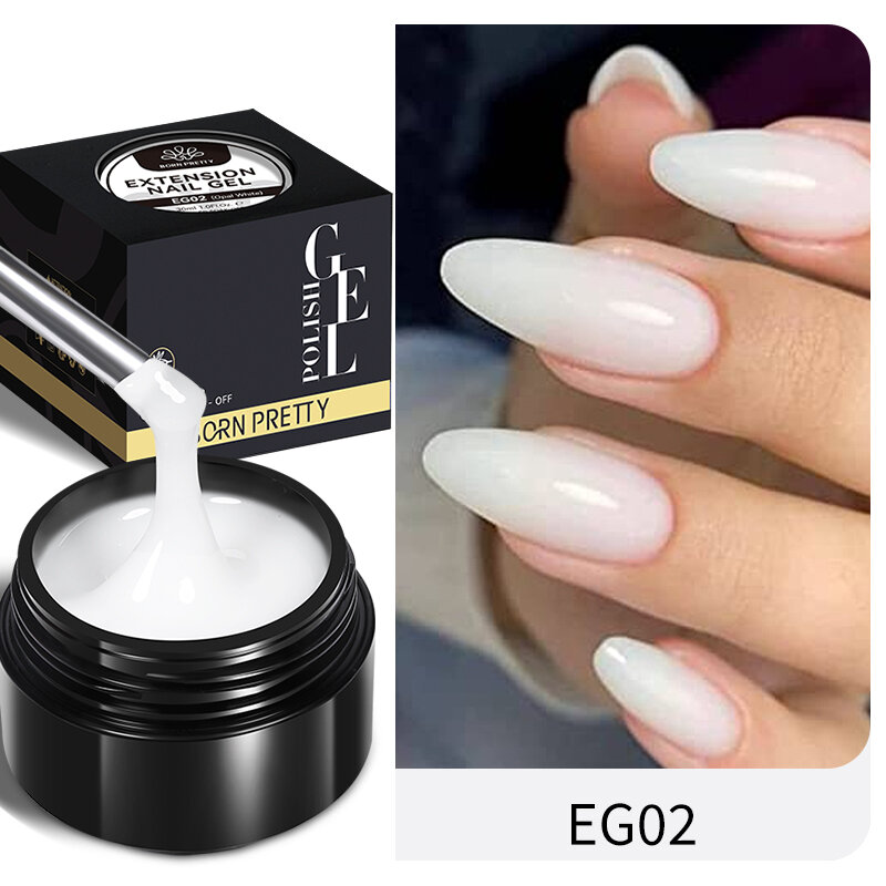 BORN PRETTY-Gel duro blanco lechoso para extensión de uñas, esmalte de uñas de Gel acrílico transparente, Gel de construcción UV Soak Off, 30ml