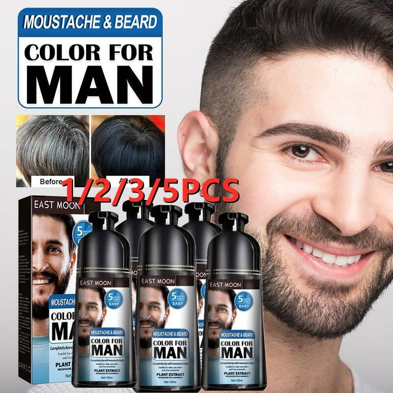 1/2/3/5PCS Mens Hair Dye Shampoo 3.53oz Hair Dye Black Shampoo Gradual Gray Darkening Beard Wash Shampoo Reducing White Beard