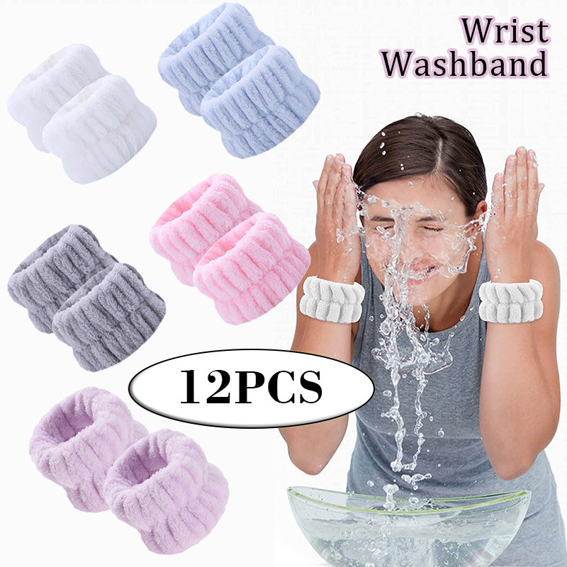 Cintura per il lavaggio del polso braccialetti per asciugamani in morbida microfibra per il lavaggio del viso assorbimento d'acqua lavaggio prevenire l'umidità cinturino da polso