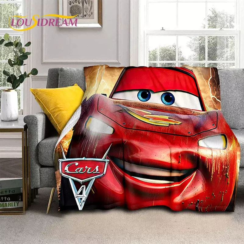 Auto Disney McQueen Cartoon Soft flanella coperta per letto camera da letto divano Picnic, coperta da tiro per esterno regalo per il tempo libero copertura per bambini