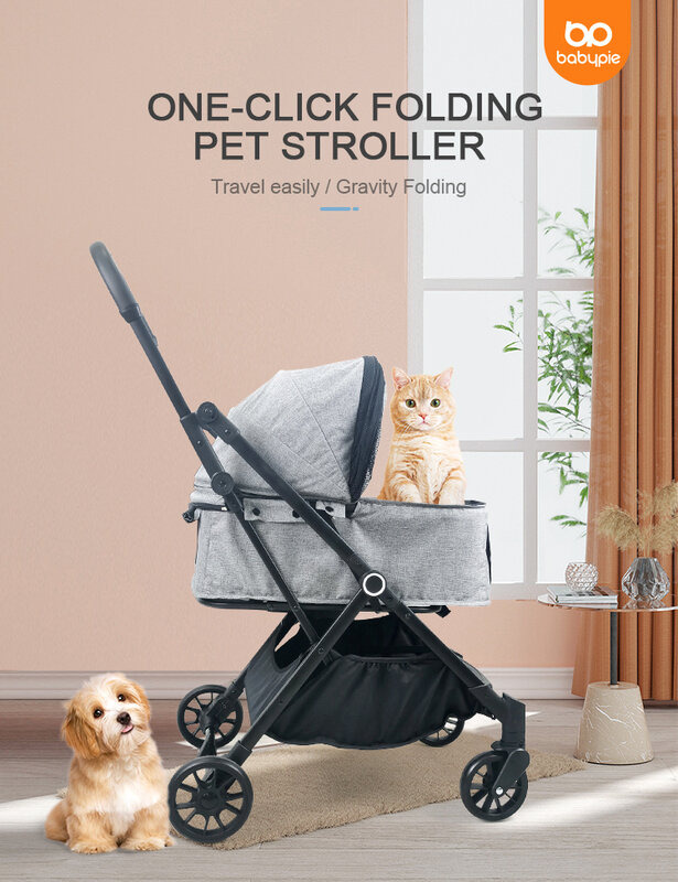 China Manufacturer 3 In 1 Pet Stroller Trailer For Large Dog Luxury 4 Wheels Pet Stroller