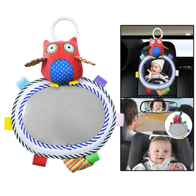กระจกมองหลังรถยนต์สำหรับเด็ก, กระจกมองหลังของเล่นตุ๊กตาลายการ์ตูนสัตว์ปรับได้สำหรับของเล่นรถเข็นเด็กทารก