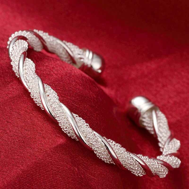Женский широкий плетеный браслет из серебра 925 пробы