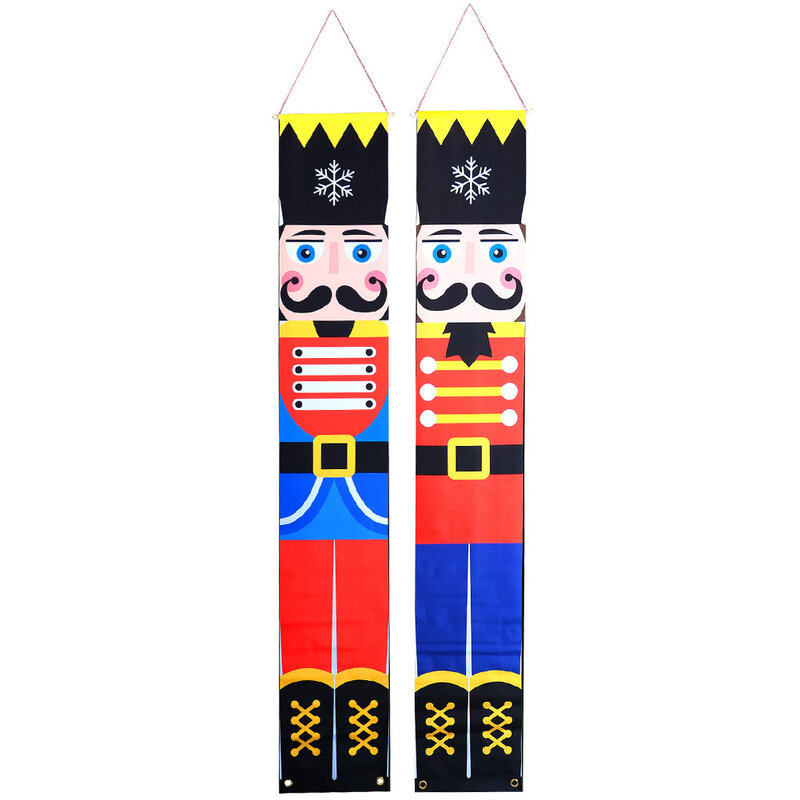 2 Pcs Xmas Soldier Model Banner Christmas Front Porch Banners Xmas Decoration Holiday Hanging Banner Christmas Couplets for Xmas
