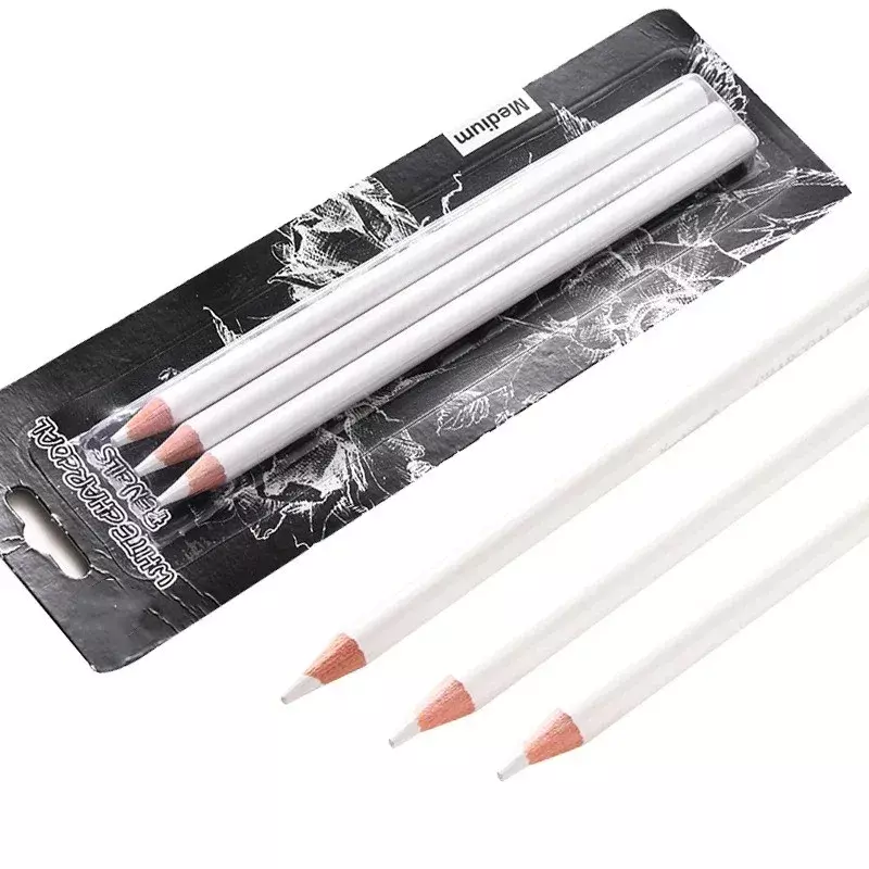 3 szt. Białe kredki węglowe do szkicowania rysowanie obrazu standardowe długopisy węglowe narzędzia rzemiosło artystyczne przybory szkolne