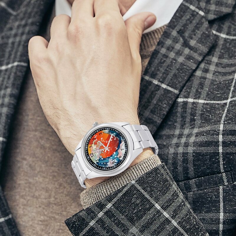 日没時の素敵な波オフクォーツ時計カヌウソーヌ限定マン腕時計フォトステンレスフィットネス新しい腕時計
