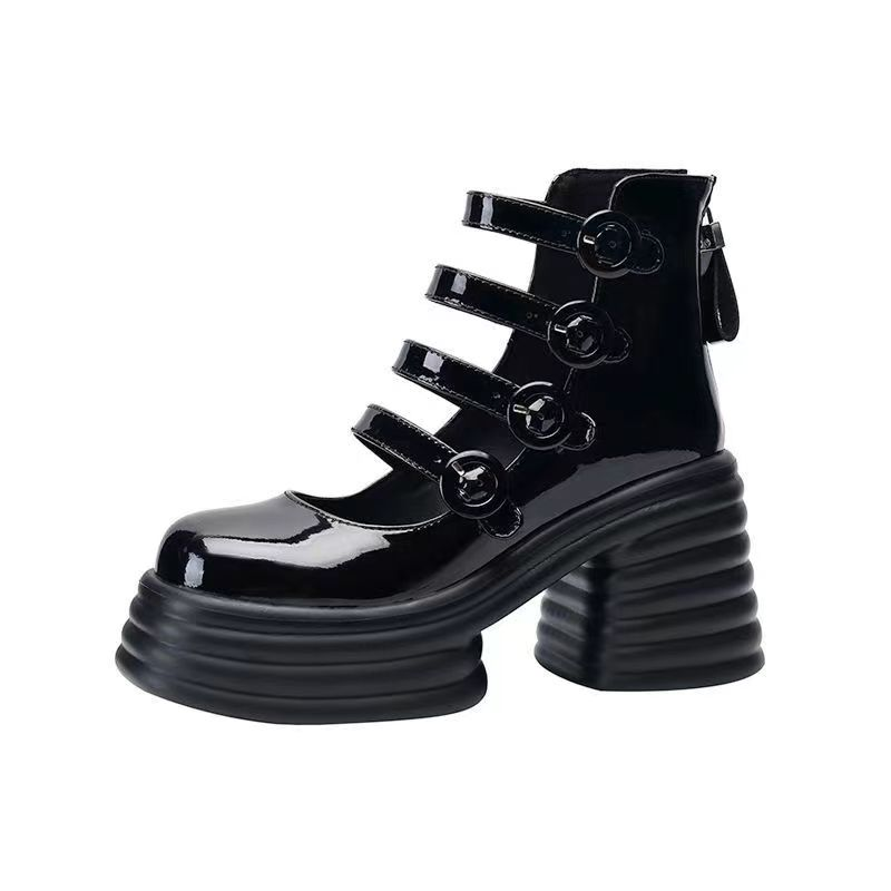 Zapatos de plataforma para mujer, Sandalias de tacón alto con punta redonda y suela gruesa, color blanco, 2024