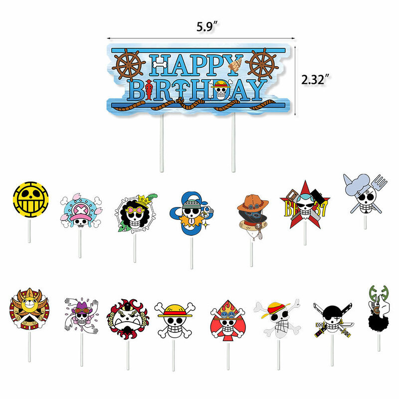 Hot One Piece series birthday party decoration set flag cake party planting flag ball combination birthday party decoration