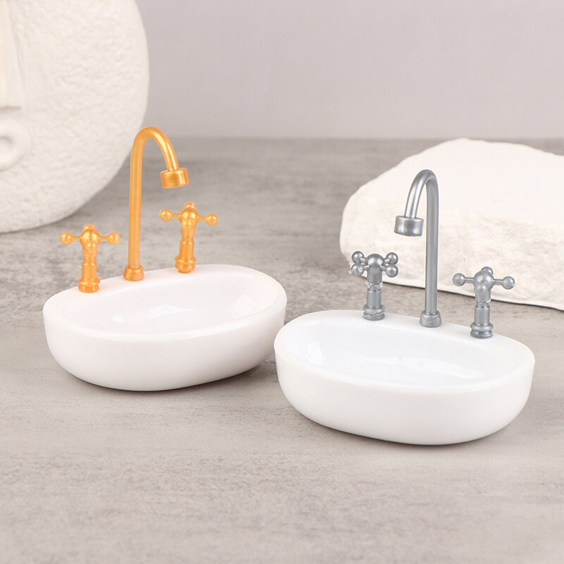 1:12 Model miniatur pemandangan kamar mandi rumah boneka gaya Eropa bak mandi Toilet bak cuci furnitur Mini aksesoris boneka