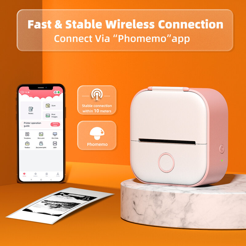 Phomemo-Mini imprimante thermique portable T02, impression thermique, autocollant de poche, machine à étiquettes, divers papiers d'étiquettes, livraison directe