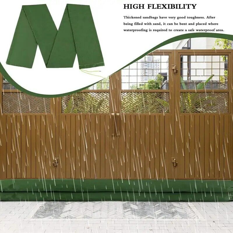 Bolsa de arena larga verde absorbente, barrera de agua para garaje, protección contra inundaciones, Flexible