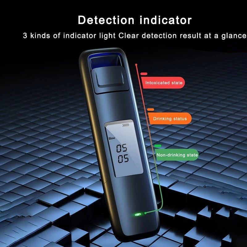 Mini Portable Breathalyzer Blowing Detector Measuring Instrument USB Rechargeable