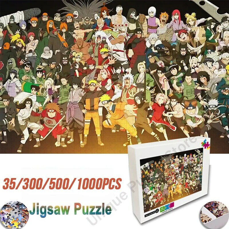Bandai Anime Naruto todos los personajes Colección de rompecabezas de madera modelo ensamblado rompecabezas juguetes educativos regalos de cumpleaños para niños