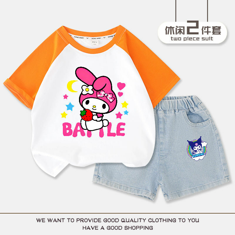 Sanrio Cute My Melody Girls manica corta Kawaii Anime Print Shorts Set Summer sweet Cute Babys top Set a due pezzi Tide Kid Gift