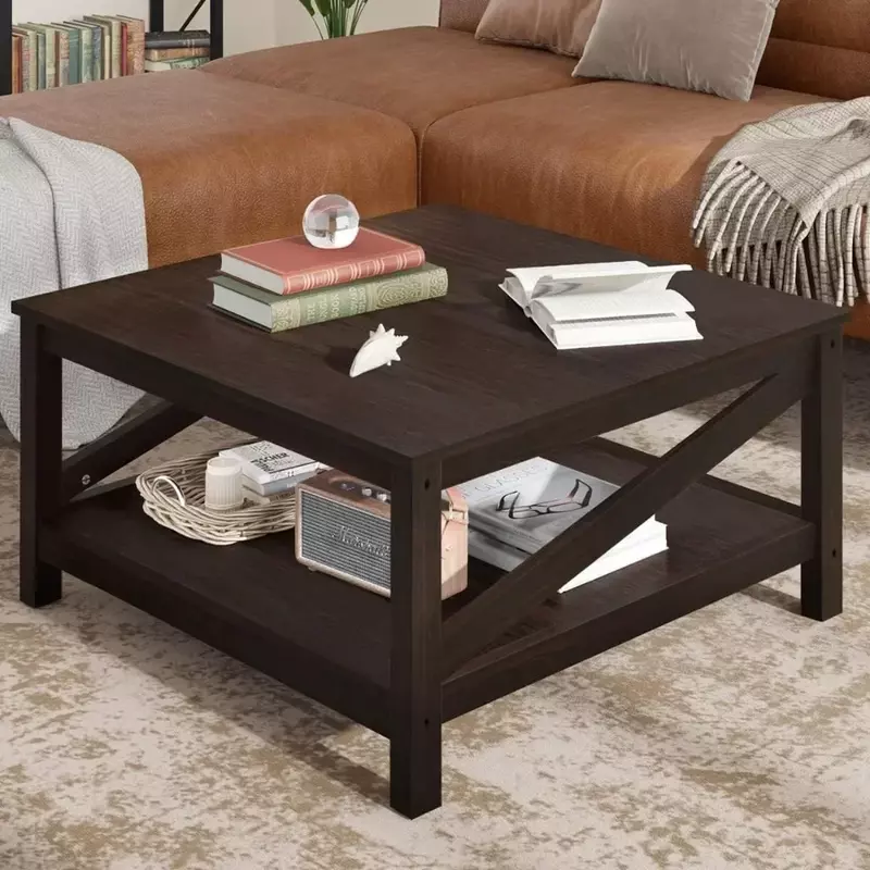 Circular Coffee Tables for Living Room Furniture 2-tier Square Coffee Tables With Storage Small Table Espresso Dining Table Set