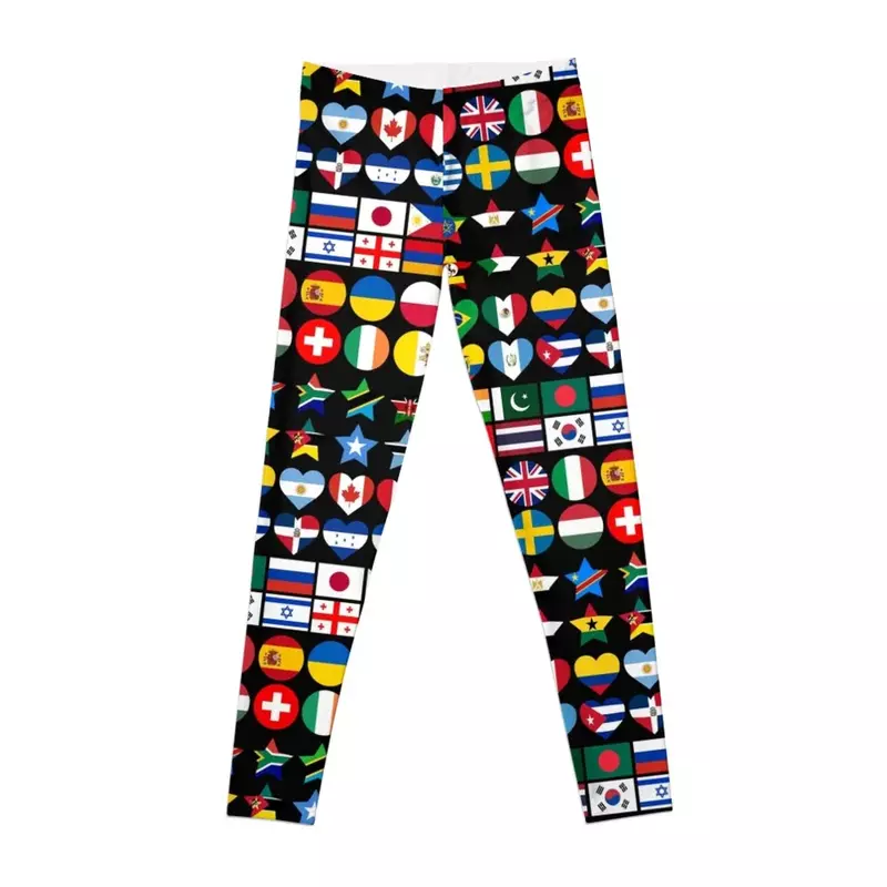 Flags of Countries of the Worlds in Geometric Shapes Leggings Fitness clothing jogging pants Womens Leggings
