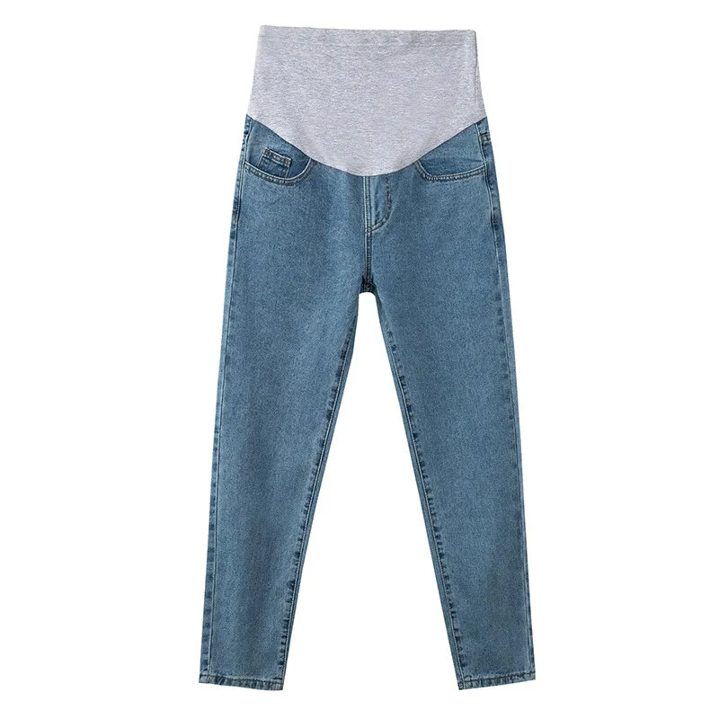 Calças abdominais para gestantes, roupas de maternidade, calças de cintura alta, jeans solto, stretch, jeans largados