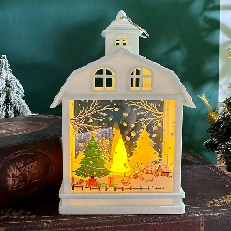 Luces de Navidad de estilo Vintage, vela parpadeante, luces festivas Led, linterna de Navidad, muñeco de nieve, Papá Noel, alce