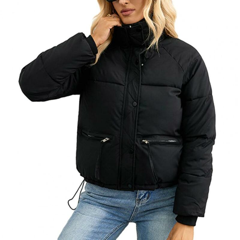Women Cotton Jacket Casual Zipper Thick Outwear Coat Lapel Neck Soft Comfortable Classic Autumn Winter Jackets