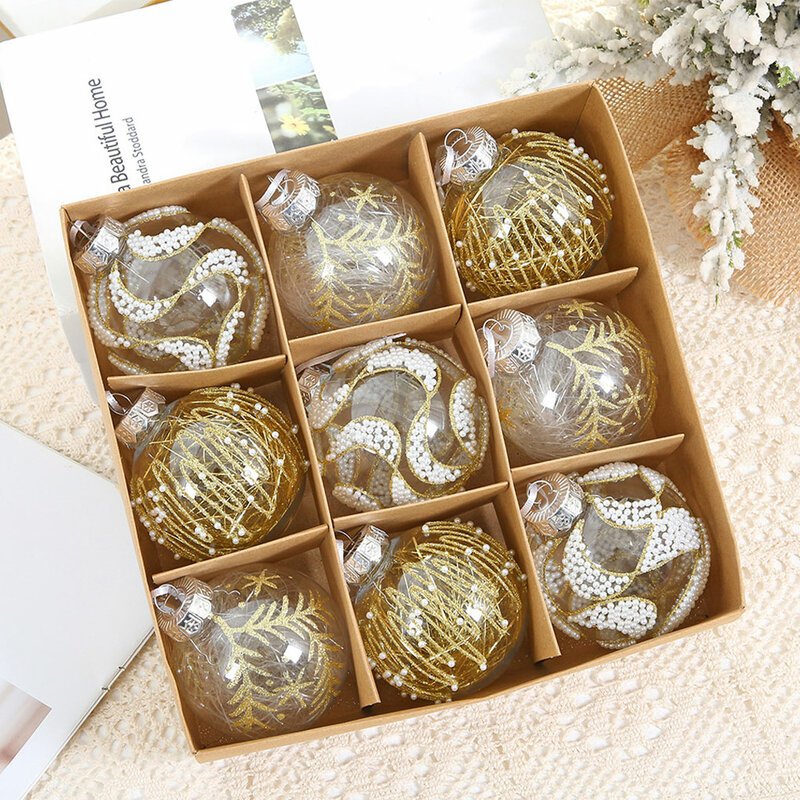 9pack/lot Safe Ingredients Ball Decorations For Christmas Durable And Reusable Christmas Tree Champaign