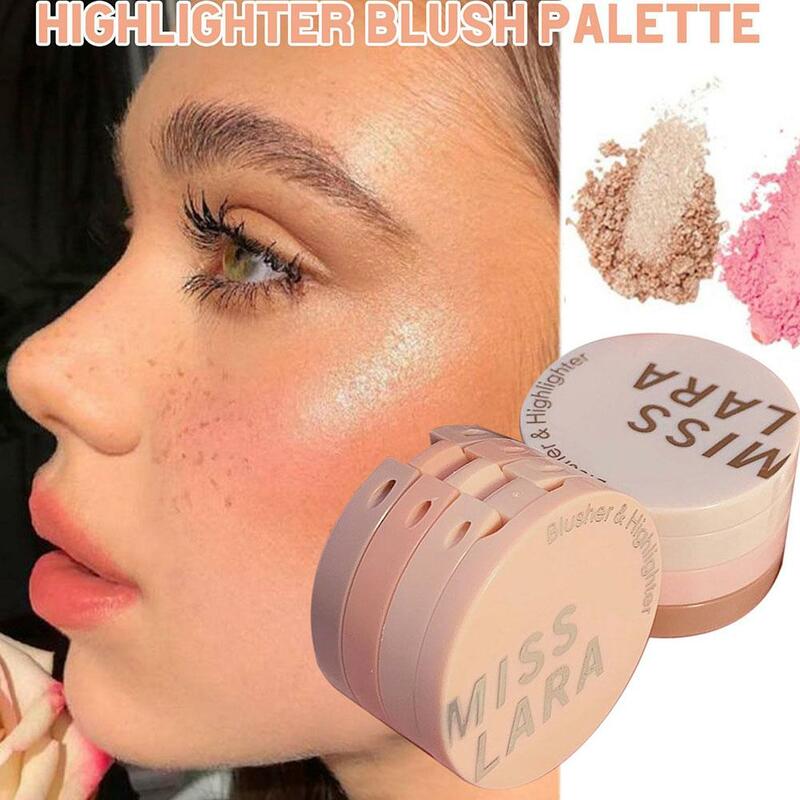 3 In 1 Matte Highlighter Blush Palette Eye Shadow Highlight Lasting Makeup Cosmetics Face Powder Waterproof Korean Blusher U5X0