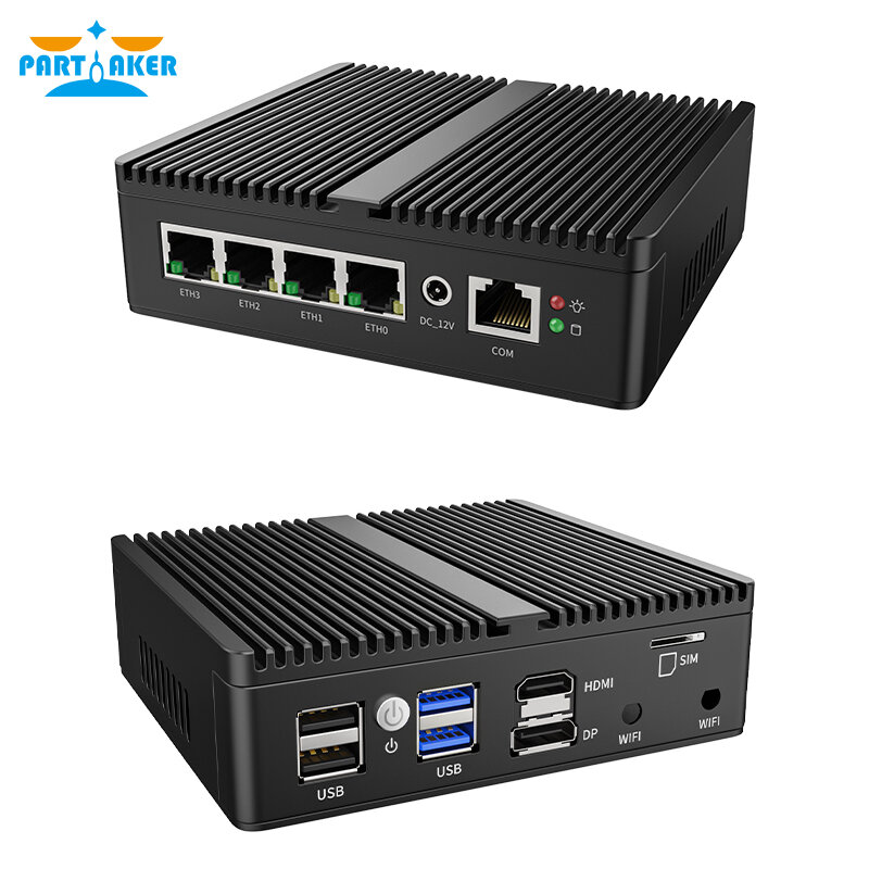 Router Lembut Partaker Generasi 11 Celeron N5105 4 Intel I225 2.5G LAN PfSense Alat Firewall 2xDDR4 Server VPN OPNsense PC Mini