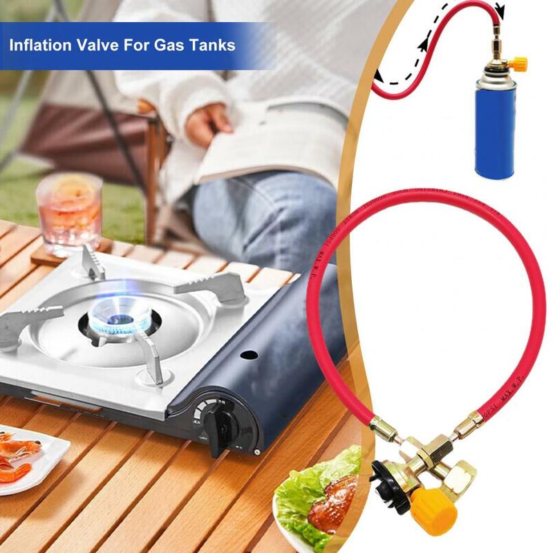Camping Stove Valve Outdoor Camping Gas Tank Accessories High Pressure Inflation Valve with Explosion-proof Rubber for Picnic