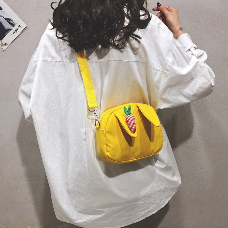 Bolso de lona de Color sólido para mujer, bolso de hombro lindo, bolso de mensajero portátil salvaje, bolso de estudiante, Verano