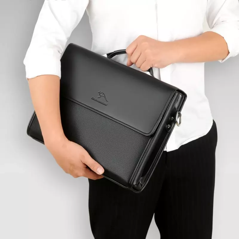 Bolso de mano de cuero Pu para hombre, maletín grande para ordenador portátil, bandolera de hombro para negocios, diseñador de lujo