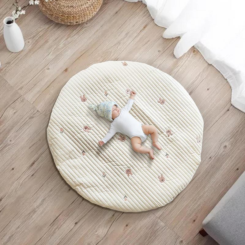 Padded Play Mat Round Kids Floor Exercise Mat Kids Activity Pad Washable And Detachable Floor Crawling Pad For Playroom Living