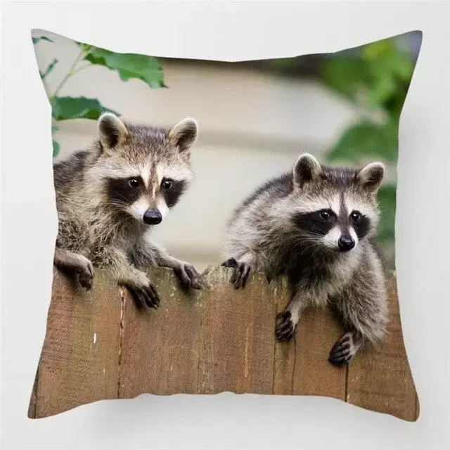 Cute Animals Fronha, guaxinim impresso para casa, cama, cadeira, capas decorativas, decoração do hotel